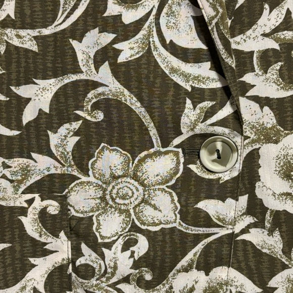 VTG Cristin Stevens Floral 80’s Blazer Green Cream Pockets Shoulder Pads MED EUC - Picture 4 of 12